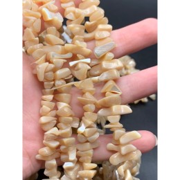 Каменные бусины, Перламутр бежевый, тонированный, фриформы, 14х4 мм, длина нити 78 см