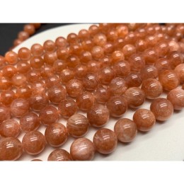Каменные бусины, Солнечный камень, люкс, шарик гладкий, 10 мм, длина нити 40 см