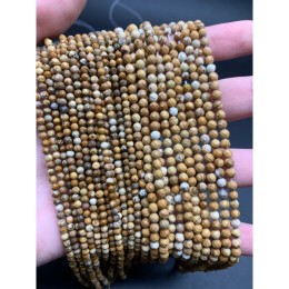 Каменные бусины, Яшма песочная, шарик огранка, 4 мм, длина нити 38 см