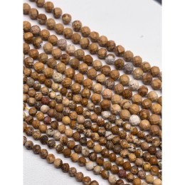 Каменные бусины, Яшма песочная, шарик огранка, 3 мм, длина нити 38 см