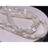 Каменные бусины, Перламутр, белый, кубик гладкий, 4х4 мм, длина нити 38 см