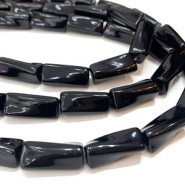 Каменные бусины, Оникс черный, спиралевидные бусины, размер 20 х 9 мм, 20 шт. на нити, длина 38 см