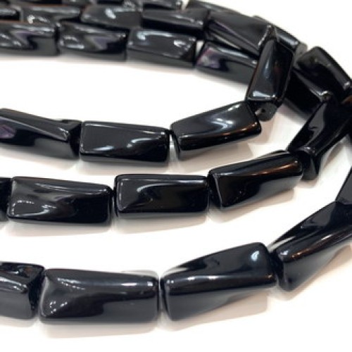 Каменные бусины, Оникс черный, спиралевидные бусины, размер 20 х 9 мм, 20 шт. на нити, длина 38 см