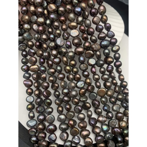 Каменные бусины, Жемчуг, черный, фриформы, 7-8 мм, длина нити 36 см