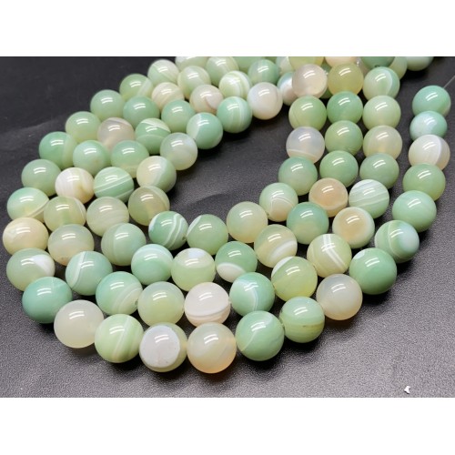Каменные бусины, Агат, тонированный, светло-салатовый, шарик гладкий, 12 мм, длина нити 38 см