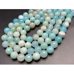 Каменные бусины, Агат, тонированный, голубой, шарик огранка, 12 мм, длина нити 38 см