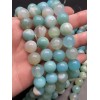Каменные бусины, Агат, тонированный, голубой, шарик гладкий, 12 мм, длина нити 38 см