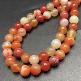 Каменные бусины, Агат, тонированный, оранжевый, шарик гладкий, 12 мм, длина нити 38 см