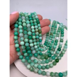 Каменные бусины, Хризопраз, экстра качество, люкс, шарик гладкий, 7,5 мм, длина нити 19 см