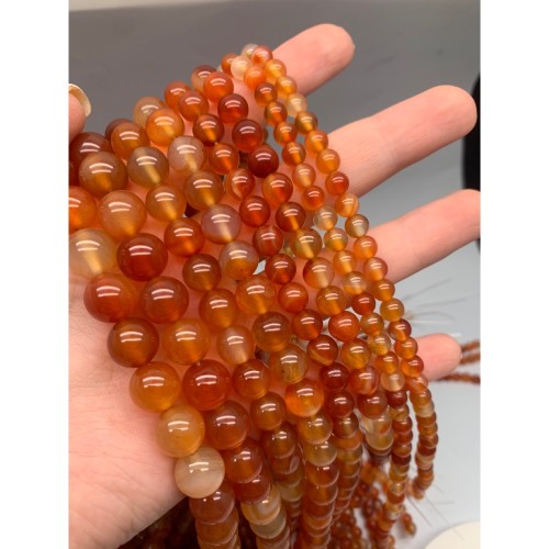 Каменные бусины, Сердолик мульти, шарик гладкий, 6 мм, длина нити 38 см