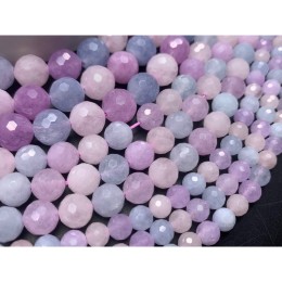 Каменные бусины, Микс кварцев, тонированный, шарик огранка, 8 мм, длина нити 38 см