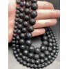 Каменные бусины, Агат, чёрный, матовый, шарик, огранка, 8 мм, длина нити 38 см
