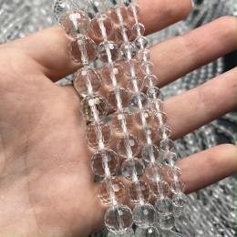 Каменные бусины, Горный Хрусталь, люкс, шарик, ювелирная огранка, 12 мм, длина нити 19 см