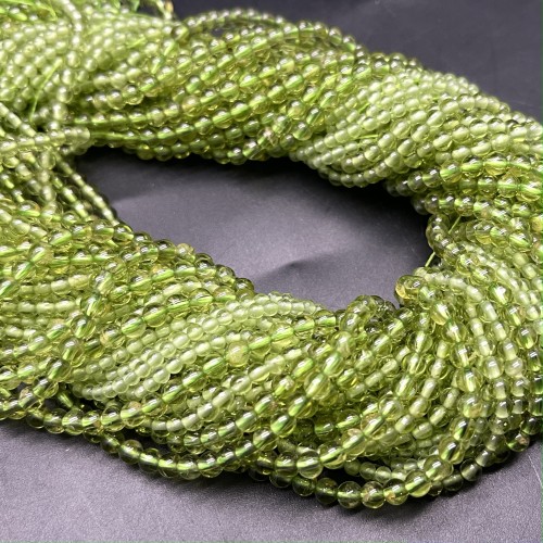 Каменные бусины, Хризолит (Перидот, Оливин), шарик, гладкий, 2 мм, длина нити 38 см