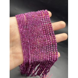 Каменные бусины, Рубин (Корунд), рондель, огранка, 3х2 мм, длина нити 38 см