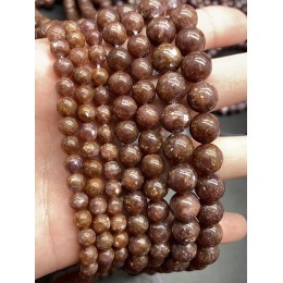 Каменные бусины, Лепидолит, люкс, шарик гладкий, 6 мм, длина нити 38 см