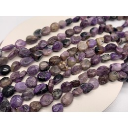 Каменные бусины, Чароит, фриформы, 9х6 мм, длина нити 38 см