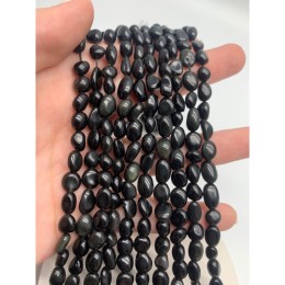 Каменные бусины, Обсидиан радужный, фриформы, 8х5 мм, длина нити 38 см