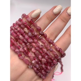 Каменные бусины, Рубеллит, Турмалин розовый, фриформы, размер 6х3 мм, длина нити 38 см