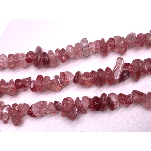 Каменные бусины, Клубничный Кварц, крошка, фриформы, 8х3 мм, длина нити 38 см
