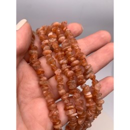 Каменные бусины, Солнечный камень, фриформы, 8х3 мм, длина нити 38 см