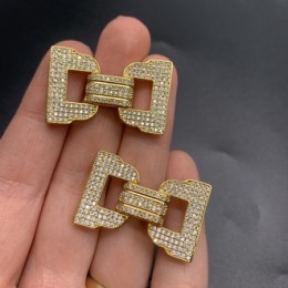 Застёжка №34, Замочек на многорядное украшение, под золото, со стразами, 35 мм