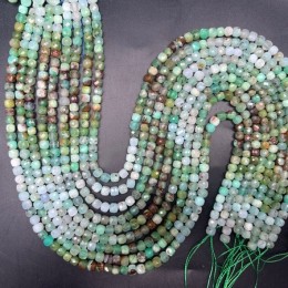 Каменные бусины, Хризопраз, кубик, ювелирная огранка, 5х5 мм, длина нити 38 см