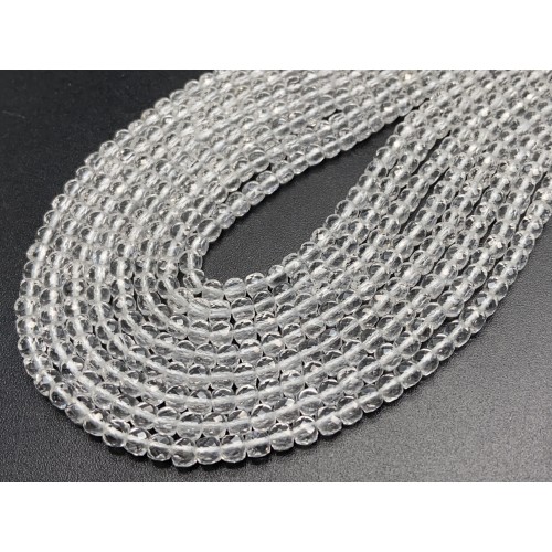 Каменные бусины, Горный Хрусталь, кубик, огранка, 4,5х4,5 мм, длина нити 38 см