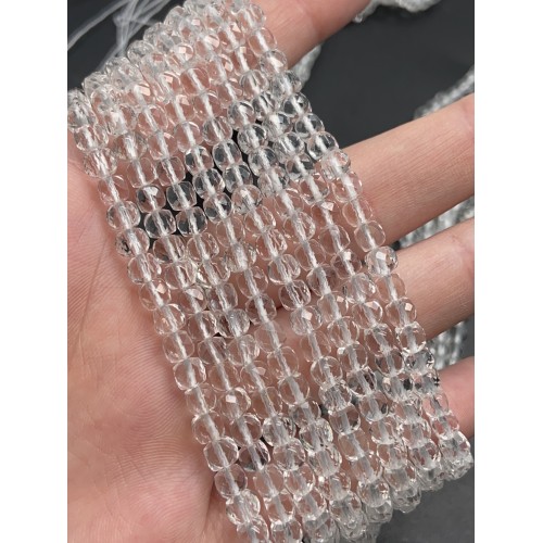 Каменные бусины, Горный Хрусталь, кубик, огранка, 4,5х4,5 мм, длина нити 38 см