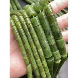 Каменные бусины, Нефрит, канадский, столбик, 10х10 мм, длина нити 38 см