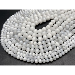 Каменные бусины, Селенит, люкс, шарик гладкий, 10 мм, длина нити 38 см