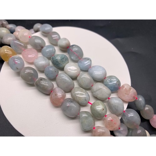 Каменные бусины, Берилловый Микс, фриформы, 12х9 мм, длина нити 38 см