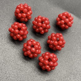 Каменные бусины, Коралл, красный, тонированный, плетённая бусина из кораллов, 12 мм, цена за 1 шт