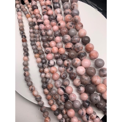Каменные бусины, Яшма розовая, шарик гладкий, 8 мм, длина нити 38 см
