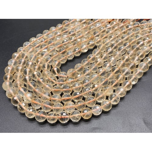 Каменные бусины, Цитрин, шарик, огранка, 10 мм, длина нити 38 см