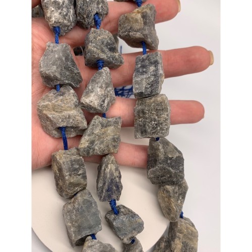 Каменные бусины, Лабрадор, не обработанный, фриформы, 20-24 мм, длина нити 19 см, 7 шт