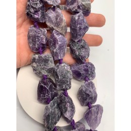 Каменные бусины, Аметист, не обработанный, фриформы, 20-28 мм, длина нити 19 см, 7 шт