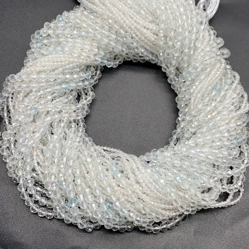 Каменные бусины, Топаз, шарик, огранка, 4 мм, длина нити 38 см