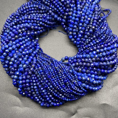 Каменные бусины, Лазурит, шарик огранка, 4 мм, длина нити 38 см