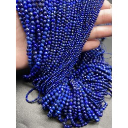Каменные бусины, Лазурит, шарик огранка, 4 мм, длина нити 38 см
