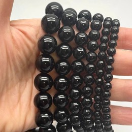 Каменные бусины, Морион, черный кварц, 8 мм, шарик гладкий, длина нити 19 см