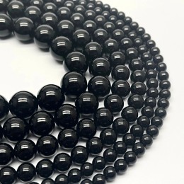 Каменные бусины, Морион, черный кварц, 8 мм, шарик гладкий, длина нити 19 см