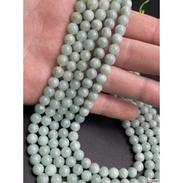 Каменные бусины, Нефрит Бирма, люкс, шарик гладкий, 6 мм, длина нити 38 см
