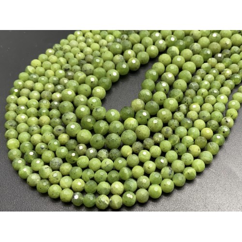 Каменные бусины, Нефрит, канадский, шарик, огранка, 8 мм, длина нити 38 см
