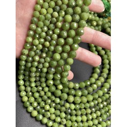 Каменные бусины, Нефрит, канадский, шарик, огранка, 8 мм, длина нити 38 см