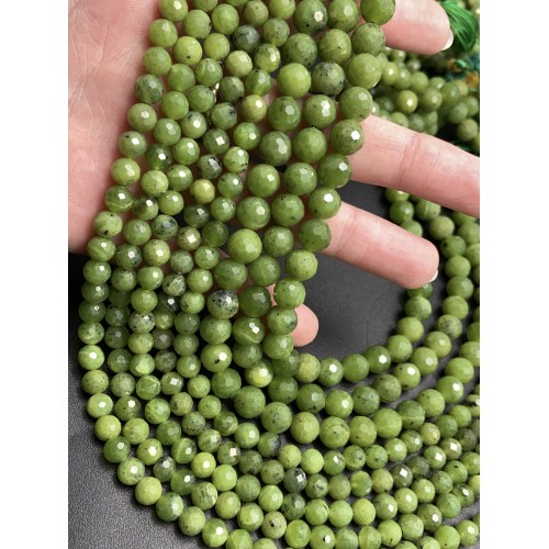 Каменные бусины, Нефрит, канадский, шарик, огранка, 8 мм, длина нити 38 см