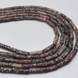 Каменные бусины, Яшма риолит, трубочки, 13х4 мм, длина нити 38 см