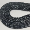 Каменные бусины, Цирконий кубический, (т.н. Циркон), черный кристалл, шарик огранка, 2 мм, длина нити 38 см