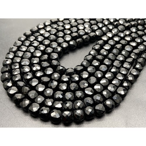 Каменные бусины, Турмалин, Шерл, кубик, огранка, 8х8 мм, длина нити 38 см