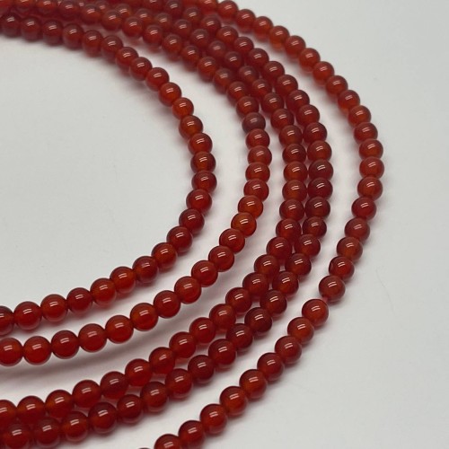 Каменные бусины, Сердолик (Карнеол), шарик гладкий, 4 мм, длина нити 37 см